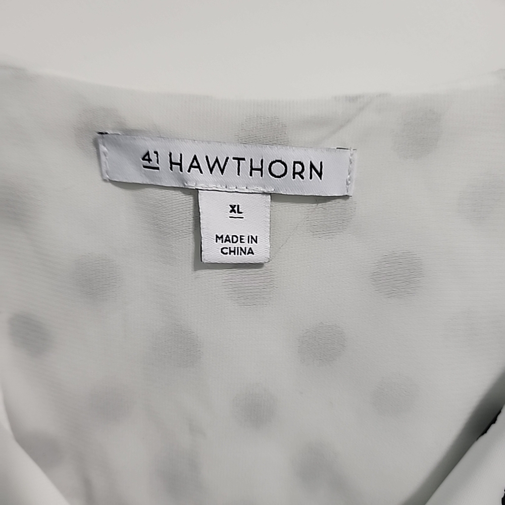 41 Hawthorne White and Black Polka Dot Blouse - Picture 4 of 7